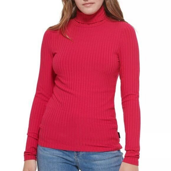 Calvin Klein Jeans Tops - Calvin Klein Jeans Women's Long Sleeve Turtleneck Top - Cerise, Size S, New